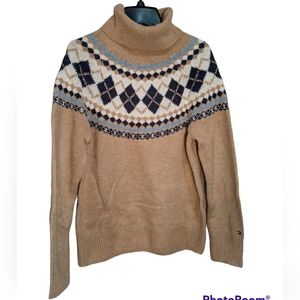 Tommy Hilfiger Argyle Turtleneck Sweater Light Fawn SP NWT